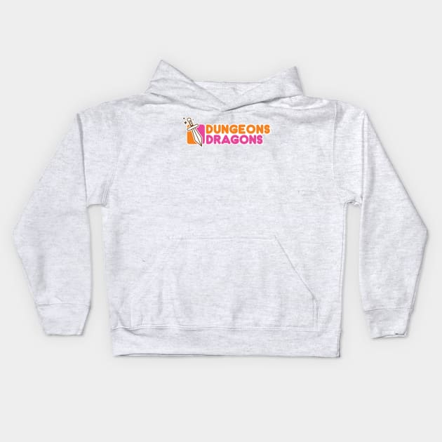 Dungeons and Dragons and Dunkin and Donuts Kids Hoodie by stayfrostybro